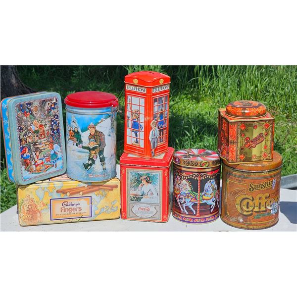 Vintage Decorative Metal Storage Tins with Various Themes