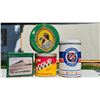 Image 1 : Five Vintage Tins Including Tea, Tobacco, and Sports Memorabilia