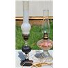 Image 1 : Three Electric and Oil Lamps with Glass and Metal Bases