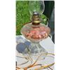 Image 2 : Three Electric and Oil Lamps with Glass and Metal Bases
