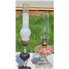 Image 4 : Three Electric and Oil Lamps with Glass and Metal Bases