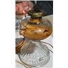 Image 6 : Three Electric and Oil Lamps with Glass and Metal Bases