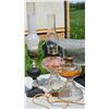 Image 7 : Three Electric and Oil Lamps with Glass and Metal Bases