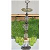 Image 1 : Glass ashtray with Crystal Accents, Green Glass Tumblers, and Metal Monkey Figurines
