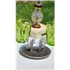 Image 2 : Glass ashtray with Crystal Accents, Green Glass Tumblers, and Metal Monkey Figurines