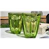 Image 4 : Glass ashtray with Crystal Accents, Green Glass Tumblers, and Metal Monkey Figurines