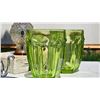 Image 5 : Glass ashtray with Crystal Accents, Green Glass Tumblers, and Metal Monkey Figurines