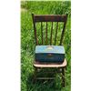 Image 1 : Wooden Spindle-Back Chair and Metal Tool Box Duo