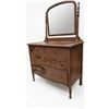 Image 1 : Antique Wooden Dresser with Attached Mirror and Four Drawers