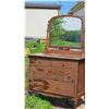 Image 4 : Antique Wooden Dresser with Attached Mirror and Four Drawers