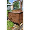 Image 5 : Antique Wooden Dresser with Attached Mirror and Four Drawers