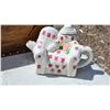 Image 3 : Decorative Wooden Box with Heart Motif, Ceramic Teapot, and Porcelain Bowls