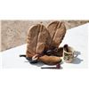 Image 1 : Boulet Cowboy Boots with Spurs, Tobacco Pipes, and Disney Mug