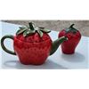 Image 1 : Strawberry-Shaped Ceramic Teapot and Sugar Shaker Set