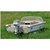 Image 7 : Fiberglass Motorboat with Windshield and Evinrude Outboard Motor