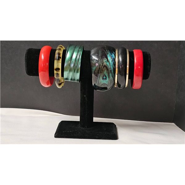 Seven Vintage-Style Bangles in Various Materials and Designs