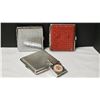 Image 1 : 3 Decorative Metal Compact. Cigarette Cases with One Personal Ashtray