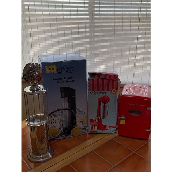 Soda Maker, Ice Shaver, Mini Fridge, and Retro Dispenser