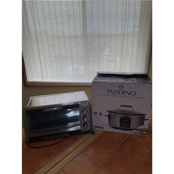 Paderno 6-Quart Programmable Slow Cooker and Countertop Toaster Oven Set