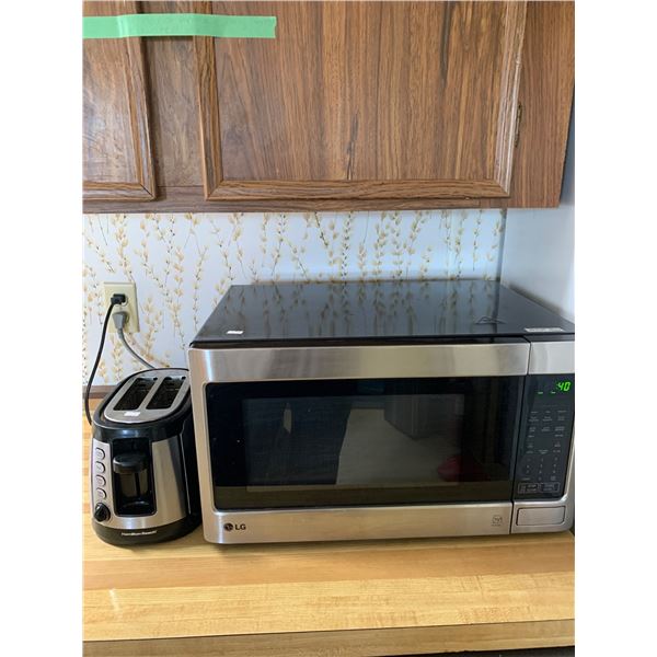 LG Stainless Steel Microwave and Hamilton Beach Toaster Set