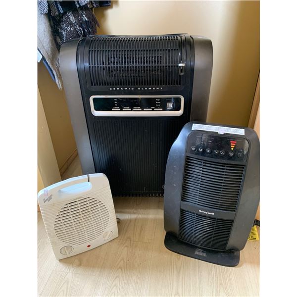 Three Portable Electric Heaters: Ceramic Element, Honeywell, and Lloytron Models