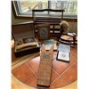 Image 1 : Collectibles Including Rotary Telephone, Wooden Decor, and Memorabilia