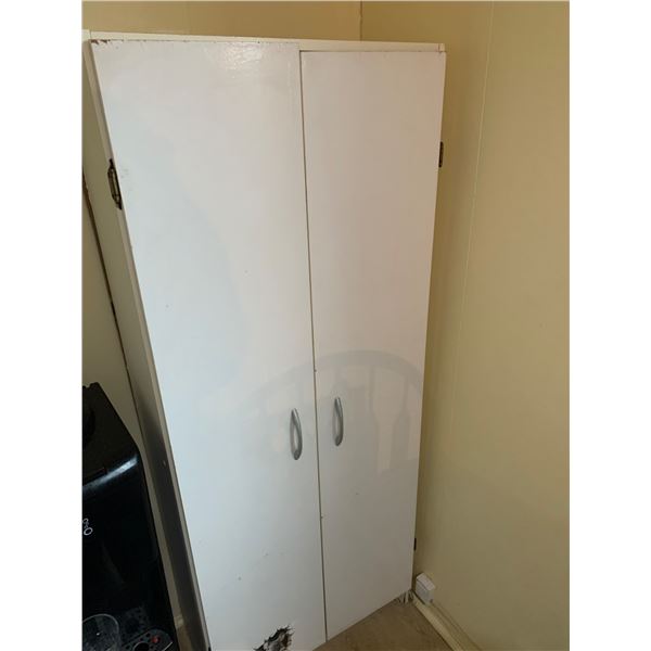 White Wooden Two-Door Storage Cabinet with Handles