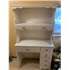 Image 1 : White Wood Desk with Hutch and Multiple Drawers