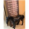 Image 1 : Black Horse Sculpture and Wooden Inspirational Wall Sign