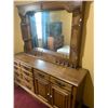 Image 1 : Wooden Dresser with Attached Mirror and Decorative Accents
