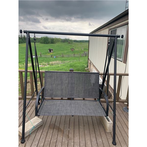 Outdoor Patio Swing With Metal Frame and Woven Seat