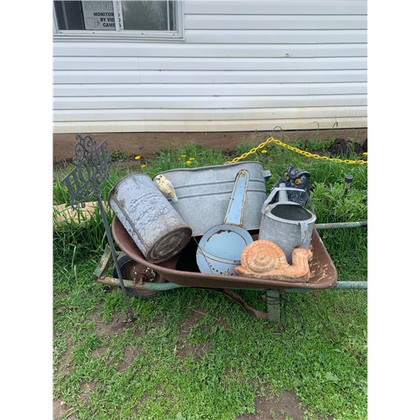 Rustic Outdoor Decor With Wheelbarrow