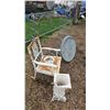 Image 1 : Metal Chair, Planter Stand, and Decorative Items