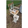 Image 4 : Metal Chair, Planter Stand, and Decorative Items