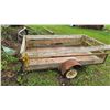 Image 1 : Small Wooden Utility Trailer With Metal Wheels and Frame
