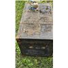 Image 2 : Blue Wooden Trunk With Metal Accents and Vintage Iron
