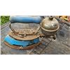 Image 3 : Blue Wooden Trunk With Metal Accents and Vintage Iron