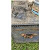 Image 4 : Blue Wooden Trunk With Metal Accents and Vintage Iron