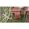Image 4 : Western Leather Saddle with Hand-Tooled Floral Design and Lasso
