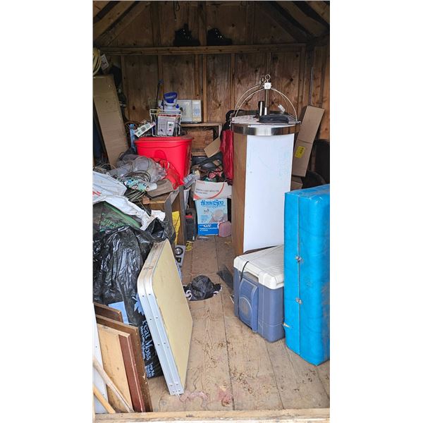 Mystery Shed Items from Storage Shed, Including Tools and Decor
