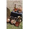 Image 1 : Copper, Brass, and Metal Decorative Items with Wicker Basket