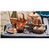 Image 5 : Copper, Brass, and Metal Decorative Items with Wicker Basket