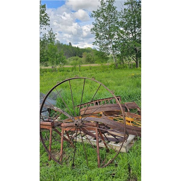 Vintage Metal Wagon Wheels and Ladders