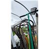 Image 5 : Garden Tools in a Green Plastic Storage Barrel