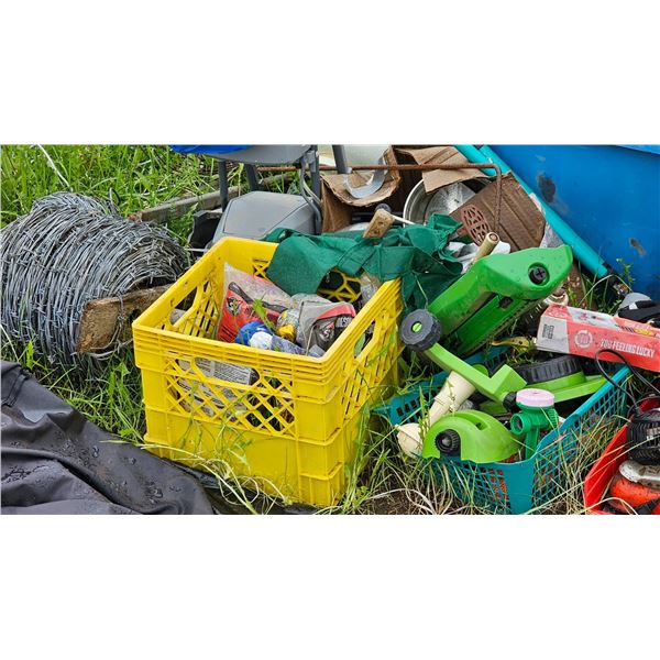 Miscellaneous Outdoor and Household Items Including Tools, Coolers, and Accessories