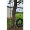Image 1 : Tree Swing with Tire and Rope Ladder Plus Metal Garden Wagon