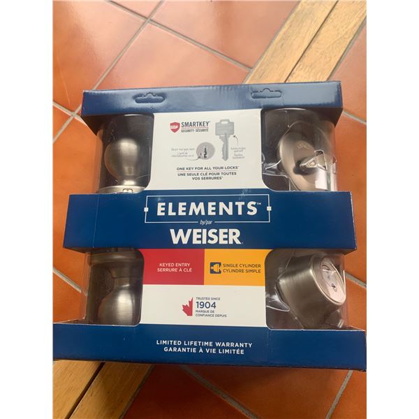 Weiser Elements Single Cylinder Keyed Entry Door Lockset with SmartKey Technology