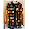 Image 1 : Multicolored Crochet Cardigan With Granny Square Design and Yellow Sleeves