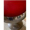 Image 3 : Metal Stool with Red Vinyl Seat Cushion and Chrome Finish