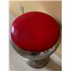 Image 5 : Metal Stool with Red Vinyl Seat Cushion and Chrome Finish